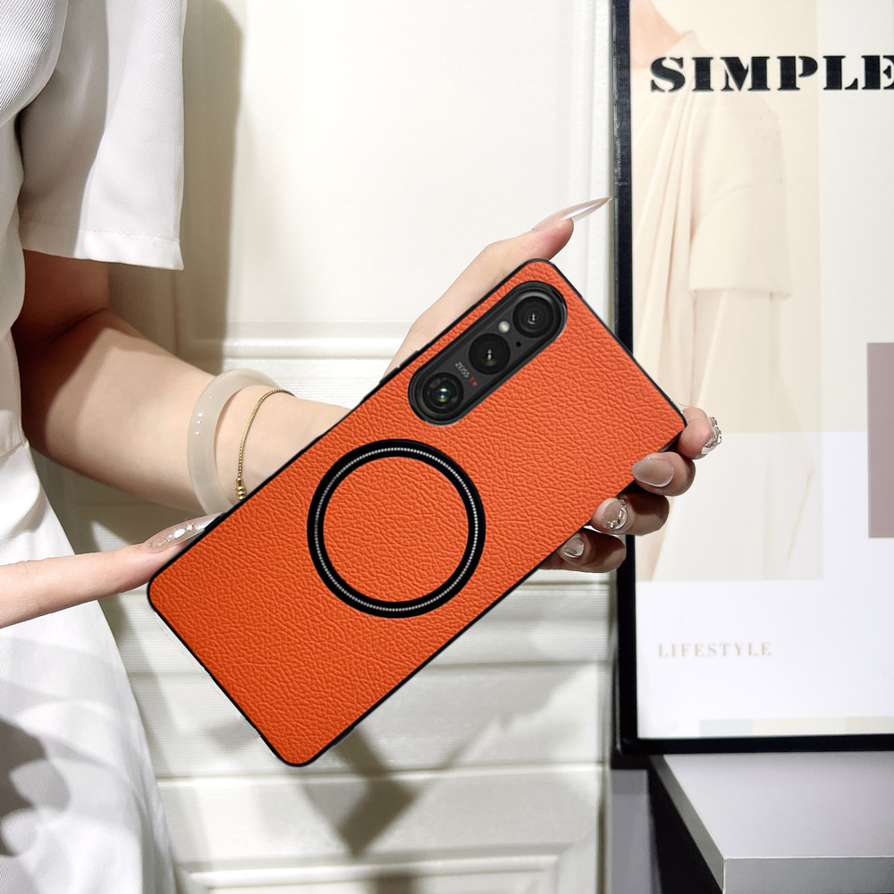 xperia1VII荔枝皮纹磁吸手机壳软