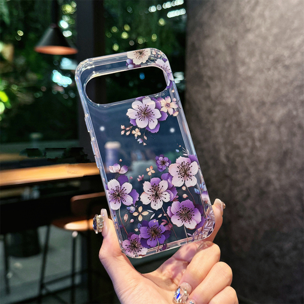 pixel10电镀幻彩花朵透明保护套