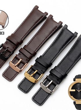 适用古驰GUCCI YA133309凹口表带酷奇真皮手表防水皮带配件