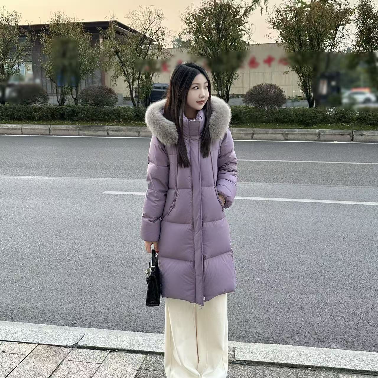 小个子90白鸭绒显高长款羽绒服