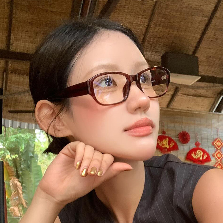 美式秋冬安可拉红色眼镜框女TR90超轻斯文纯欲软妹平光镜可配度数