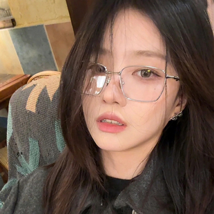 gm金丝韩版 方框眼镜素颜方圆脸校园school风平光镜架男女复古显瘦