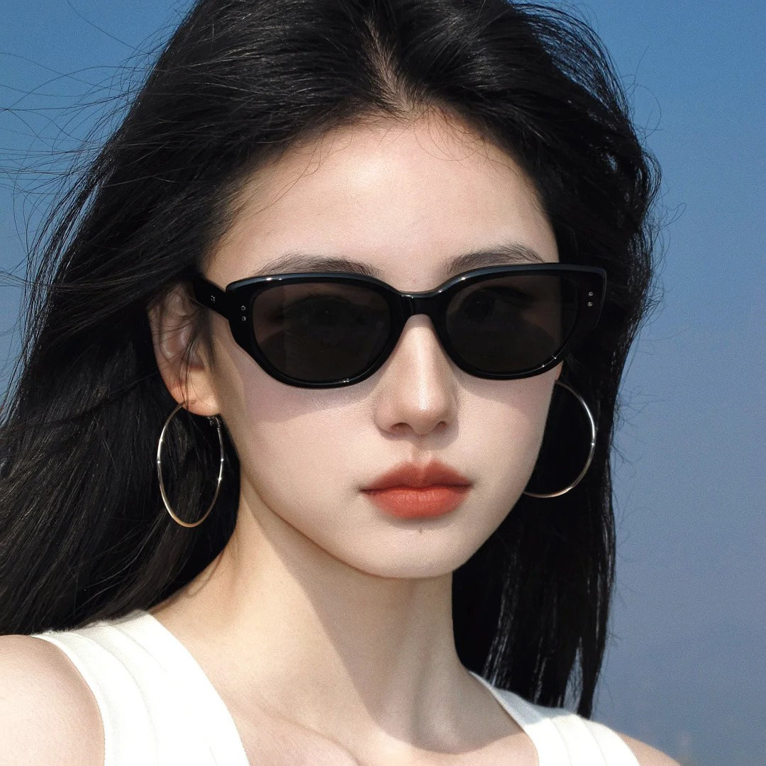 复古猫眼墨镜女士防晒遮阳高级感2025新款辣妹近视方圆脸太阳眼镜