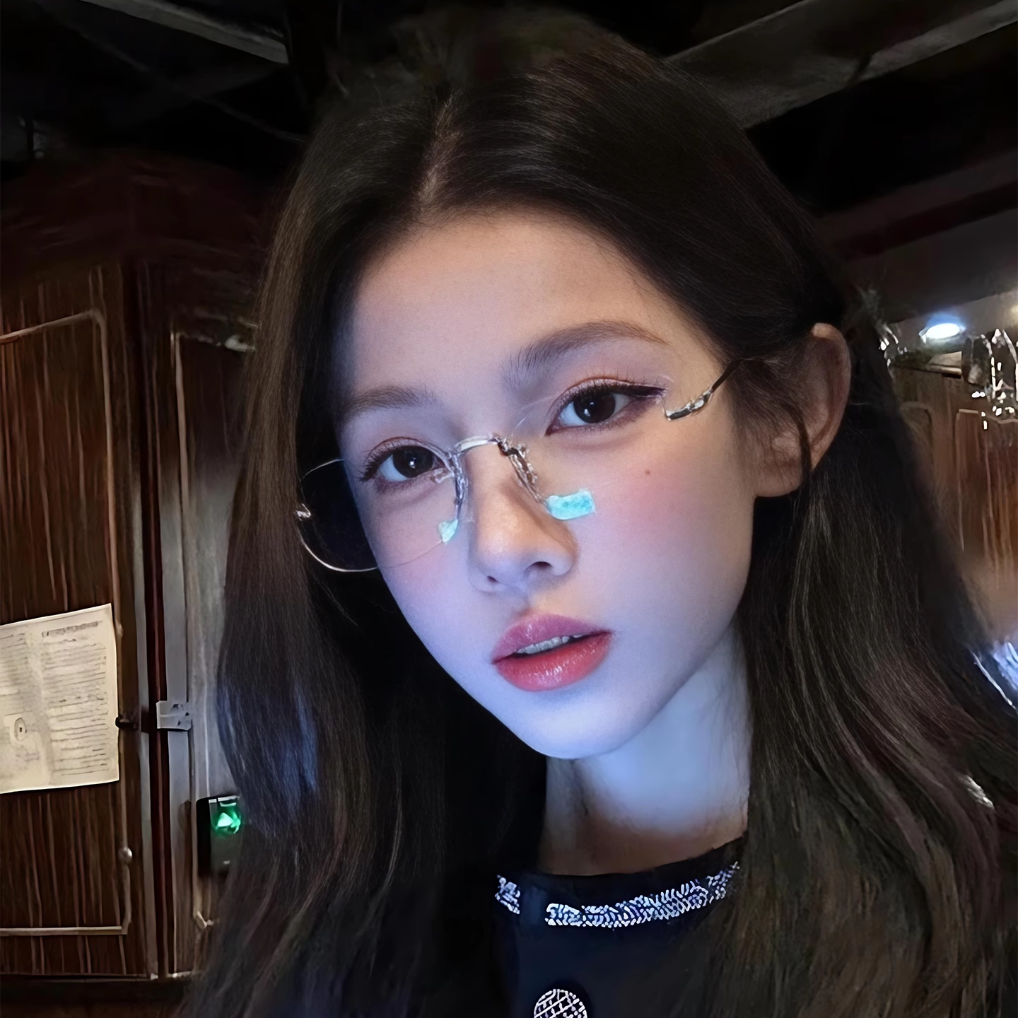 无框清冷高智感镜框纯欲高级感网红同款可配近视眼镜架斯文金丝边