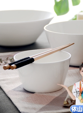 东洋碗优级唐山骨瓷纯白无铅饭碗家用简约日式面碗釉下彩陶瓷餐具