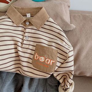 宝宝polo衫上衣洋气春秋新款儿童条纹长袖t恤翻领秋装男童打底衫