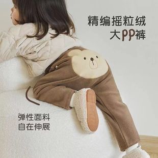 子秋冬季 保暖裤 新款 儿童男女童棉裤 小熊婴儿大屁屁裤 宝宝加绒pp裤
