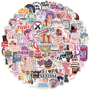 100张励志女权主义女性力量涂鸦贴纸行李箱电脑个性装饰防水贴画