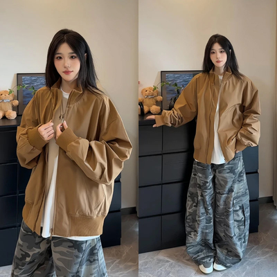 2025新款飞行夹克男款春秋高级感痞帅美式休闲立领工装棒球服外套