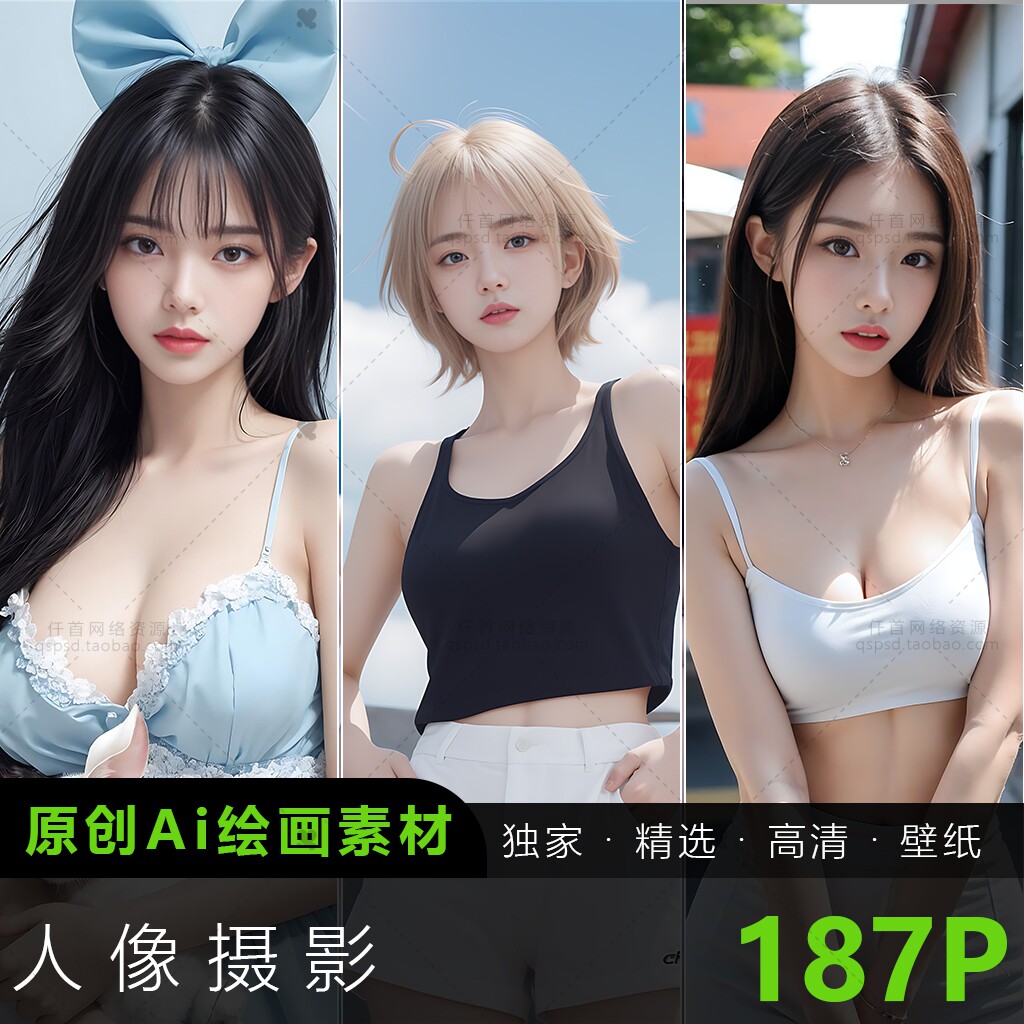 AI绘画人物写真美女高清写实摄影人像高级写实照片手机电脑壁纸4K