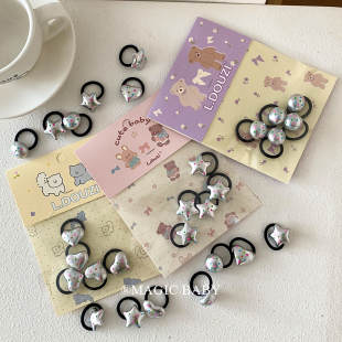 5个装 宝宝小号星星发圈儿童韩系银色皮筋头绳女童发绳头饰发绳