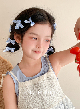 甜美可爱蓝色蝴蝶结发夹女童夹子粉色儿童发卡小女孩头饰宝宝发饰