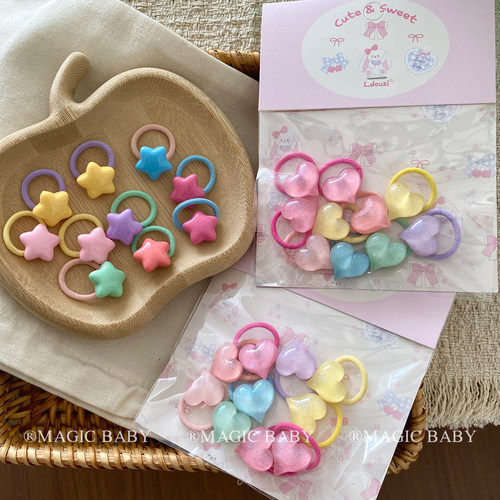 彩色可爱小号星星发圈宝宝甜美扎发皮筋儿童发绳婴幼儿不伤发头饰