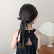 黑色缎面蝴蝶结发夹儿童女高级感洋气马尾夹女童夹子气质发卡头饰