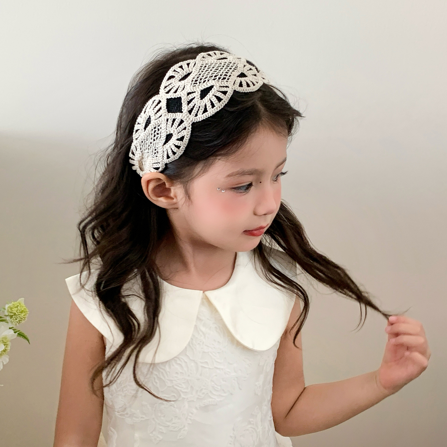 儿童度假风蕾丝宽边发箍海边高级感复古法式头箍2025年新款发饰女