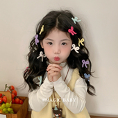 秋冬毛绒小号奶油色蝴蝶结头饰女童夹子儿童发夹宝宝发圈皮筋发饰