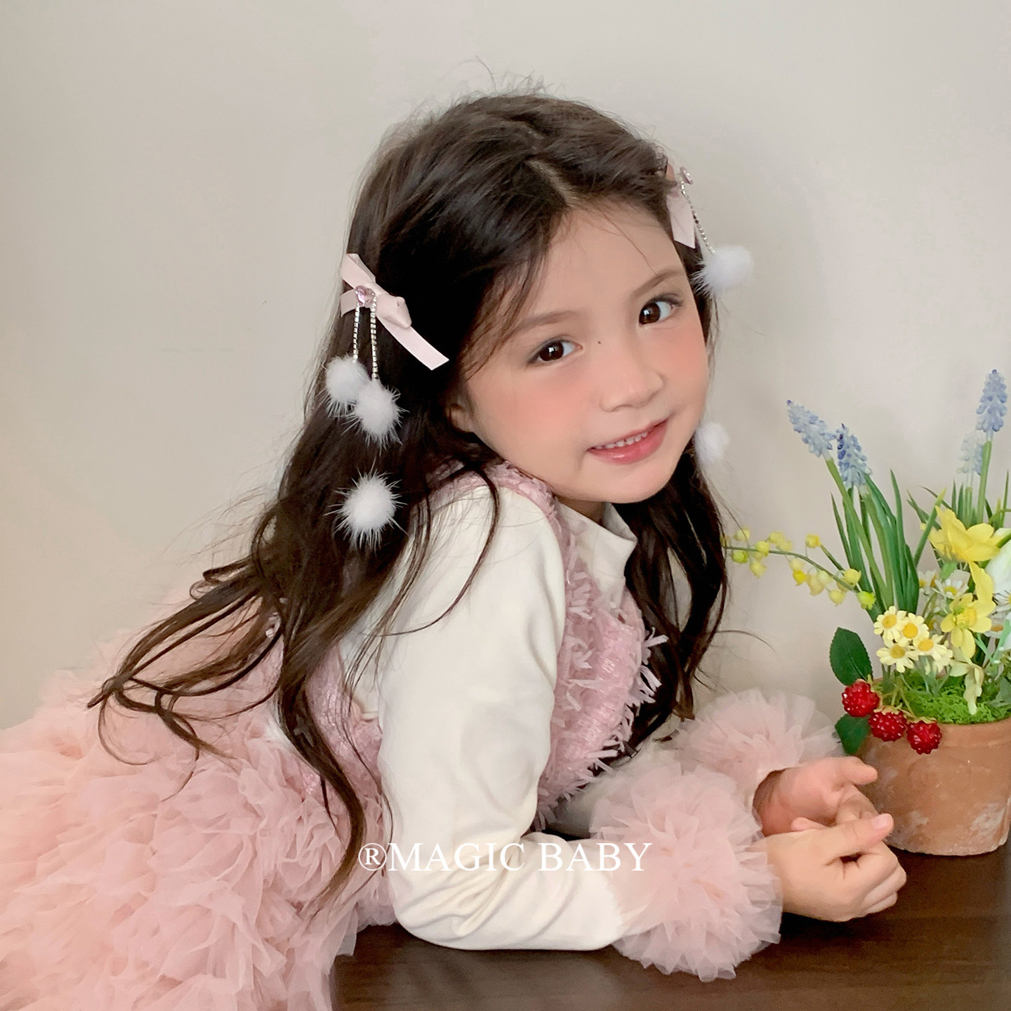 甜美超仙粉色蝴蝶结水貂毛毛球流苏发夹女童发饰精致洋气夹子发卡,童装/婴儿装/亲子装,发饰,淘宝优惠券,粉丝福利购,淘宝优惠卷