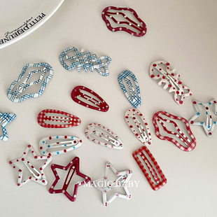 5个装 甜美彩色波点星星发夹儿童大号刘海夹女童头饰女孩发卡夹子