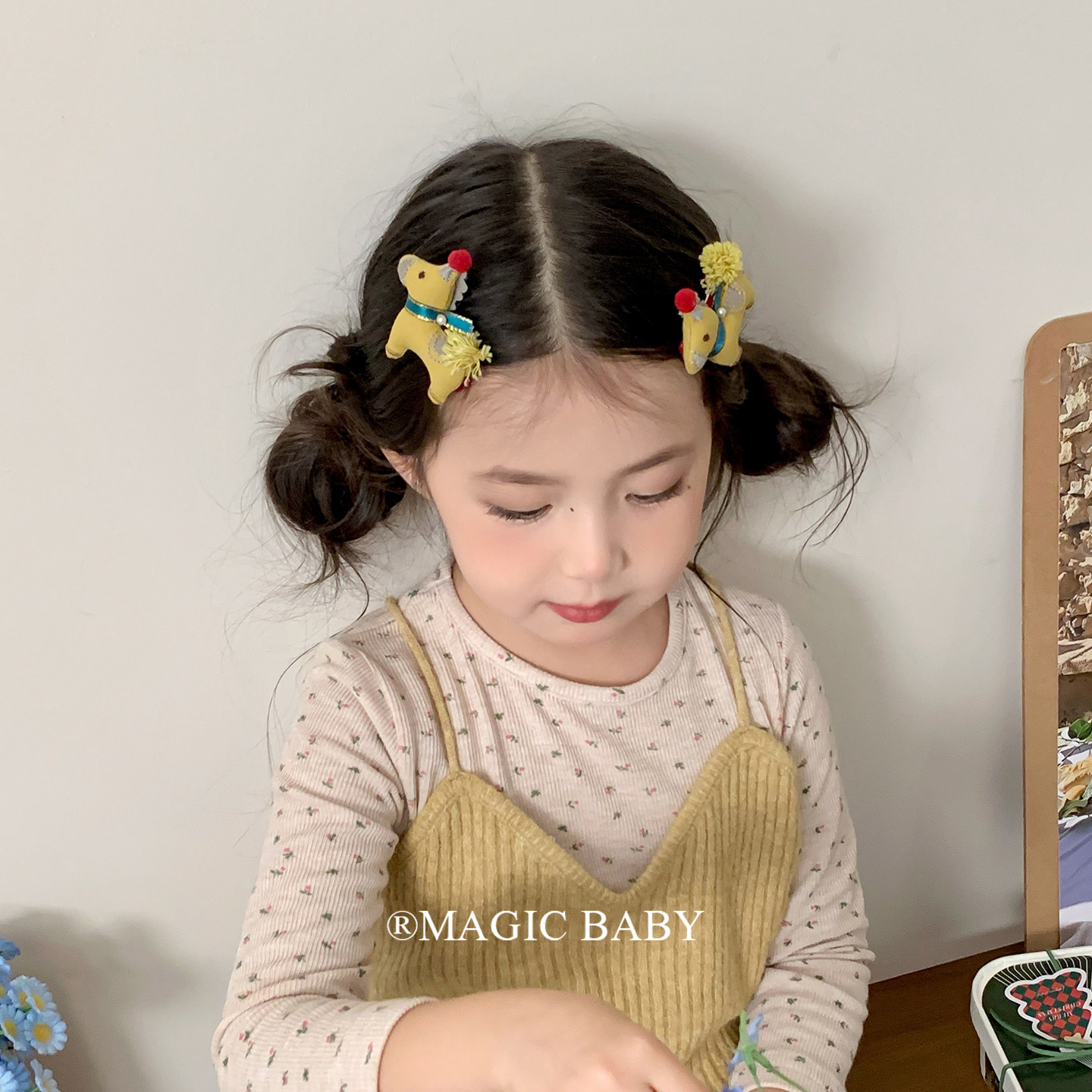 创意可爱卡通毛球骑士小马发夹2026年马年夹子女童新年头饰发卡,童装/婴儿装/亲子装,发饰,淘宝优惠券,粉丝福利购,淘宝优惠卷