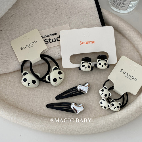 超萌可爱甜美女童熊猫发夹发圈