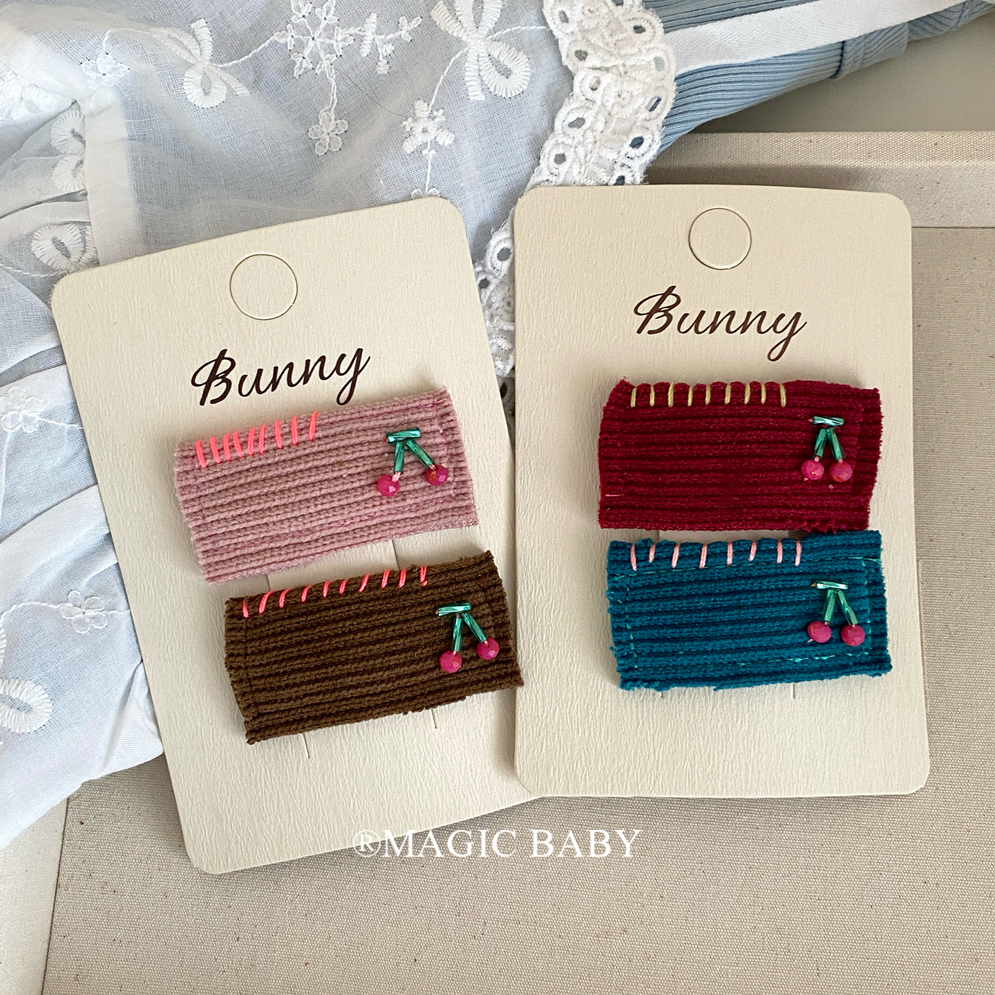 2个装 韩系布艺手作方形发夹女童高级感秋冬夹子宝宝侧边bb夹发饰