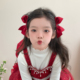 立体红色缎面蝴蝶结发夹头饰儿童侧边夹精致公主发卡女童新年发饰