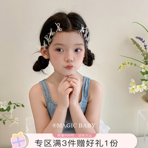 韩系精致银色金属爱心蝴蝶结夹子
