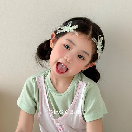 女童海边度假风海星蝴蝶结水钻发夹超仙宝宝扎发头绳bb夹刘海夹