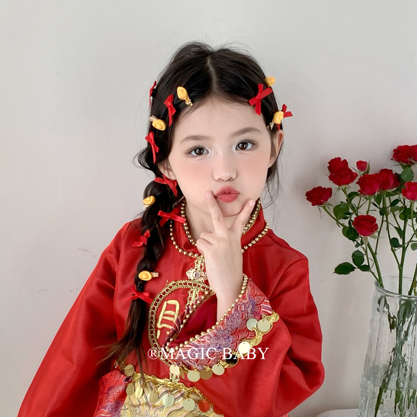 新年发饰女童红色小号蝴蝶结金元宝发夹过年头饰儿童夹子喜庆发圈,童装/婴儿装/亲子装,发饰,淘宝优惠券,粉丝福利购,淘宝优惠卷