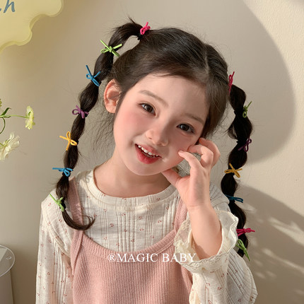 儿童发饰皮筋不伤发可爱彩色蝴蝶结头绳小号发绳宝宝发圈女童头饰