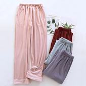 加厚珊瑚绒弹力宽松可外穿 女保暖松紧腰家居长裤 秋冬季 海岛绒睡裤