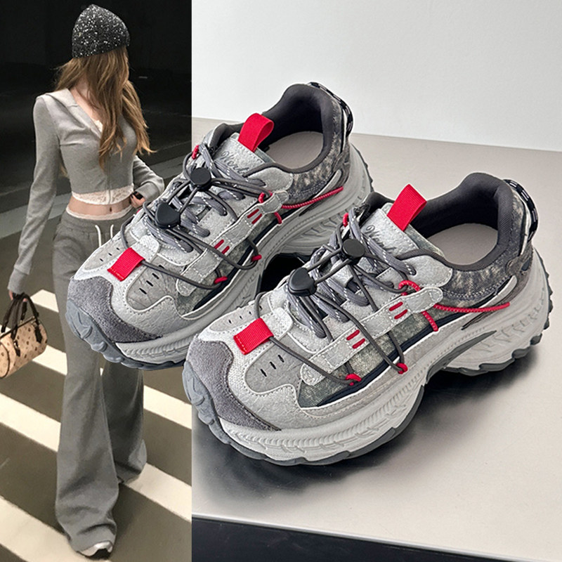 厚底防滑百搭老爹鞋2026新款女款秋款爆款轻便软底不累脚休闲鞋潮