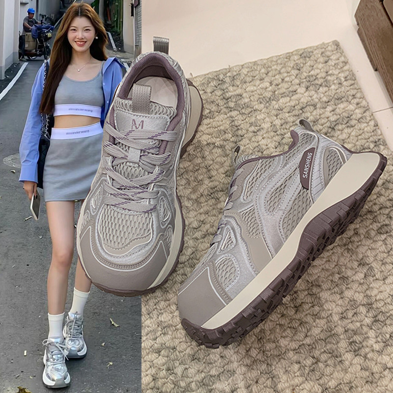 厚底轻便防滑老爹鞋女2026新款春款女款鞋子女爆款软底不累脚百搭