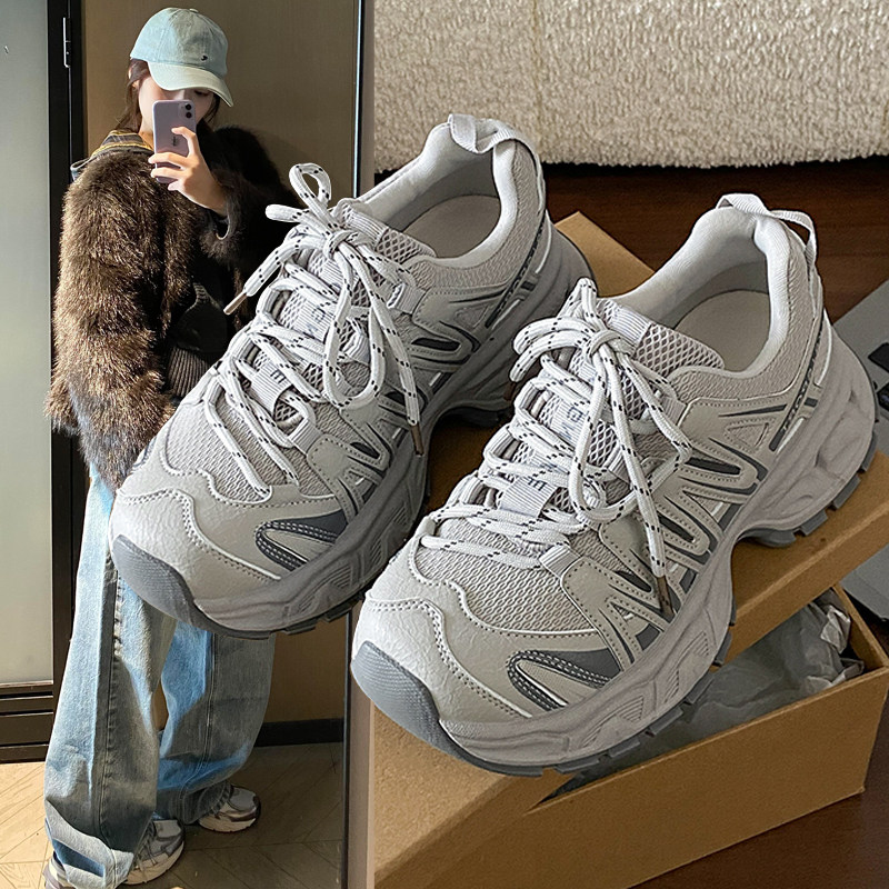 厚底灰色老爹鞋女2026新款春季女鞋子网红百搭爆款单鞋休闲运动鞋,女鞋,时尚休闲鞋,淘宝优惠券,粉丝福利购,淘宝优惠卷