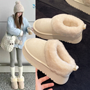 白色厚底皮毛一体保暖雪地靴子女鞋2025年新款冬季加绒东北大棉鞋