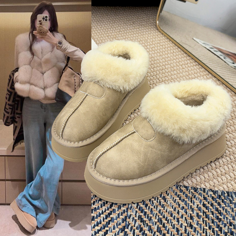 厚底白色雪地靴毛毛棉靴子女2025冬季新款加绒加厚一脚蹬东北棉鞋,女鞋,时尚雪地靴,淘宝优惠券,粉丝福利购,淘宝优惠卷