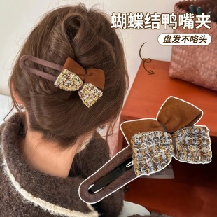 蝴蝶结鸭嘴夹高级感2025新款发夹女半扎一字抓夹安全鲨鱼夹子发饰