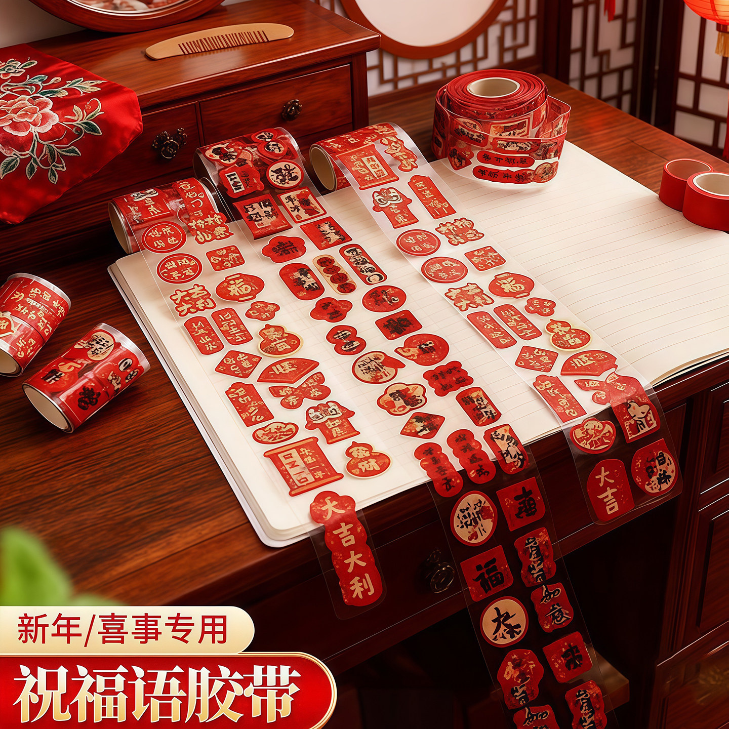 2026新款新年贴纸马年春节过年迷你不干胶小福字布置装饰品封口贴