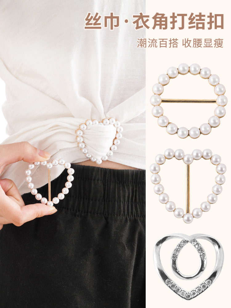 매듭진 코너 버클 실크 스카프 버클 다용도 유물 셔츠 밑단 티셔츠 티셔츠 여성 의류 장  액세서리 브로치