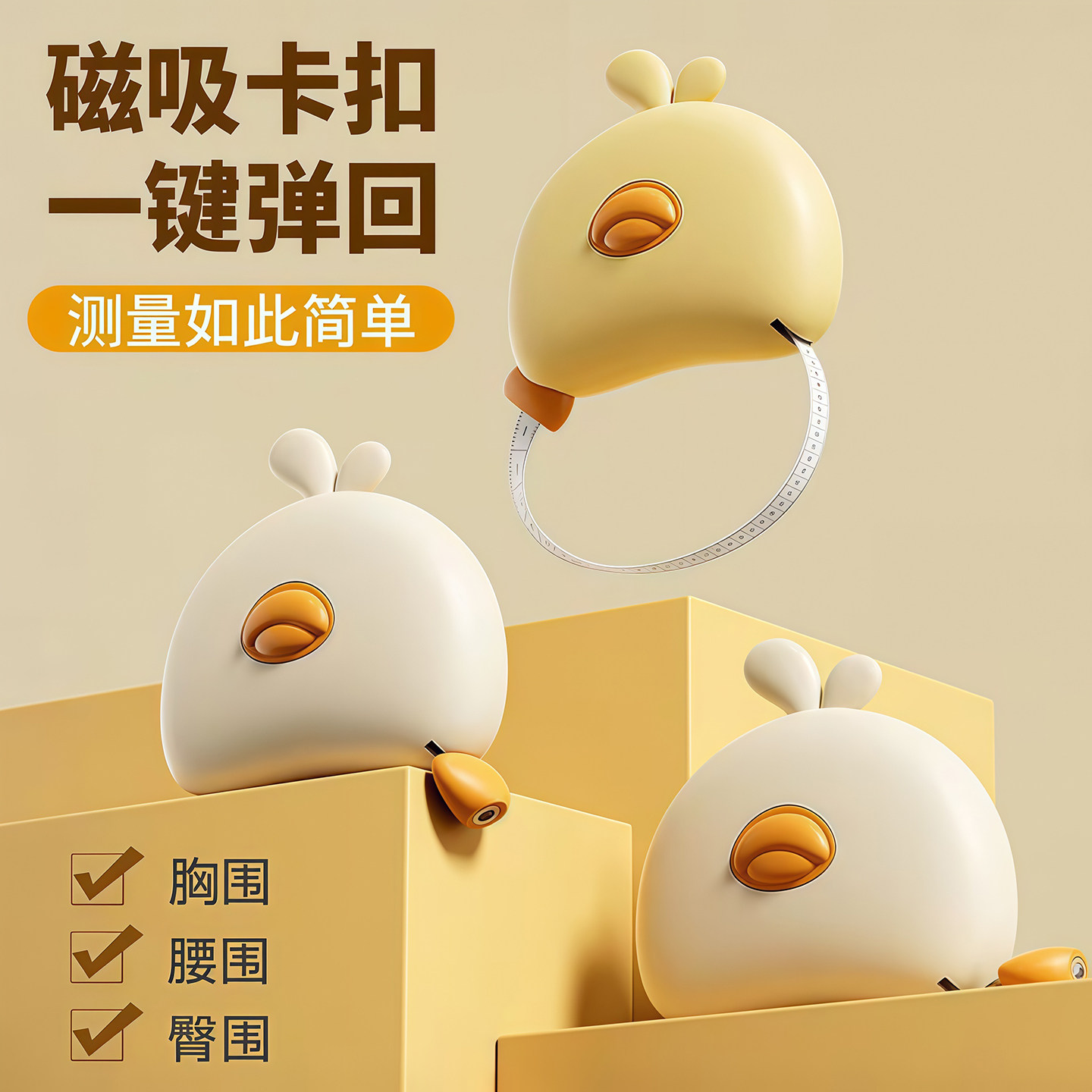 软尺量三围测量尺专用磁吸腰围臂围胸围自动测量健身维度尺三维尺