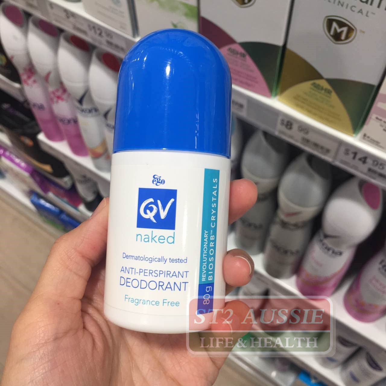 澳洲QV 滚珠腋下止汗露 抗菌除臭抑汗无味无香精孕妇可用 80g