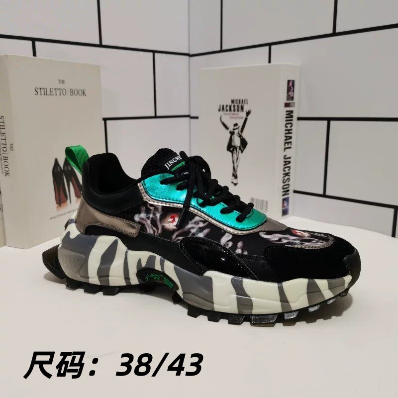 外贸真皮断码男鞋厚底系带运动休闲鞋牛皮透气老爹鞋特价清仓处理