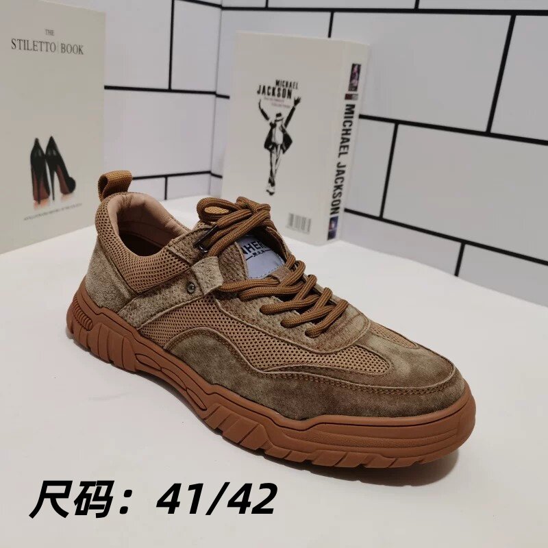 外贸真皮断码男鞋平底系带休闲皮鞋透气反绒皮网鞋特价清仓处理