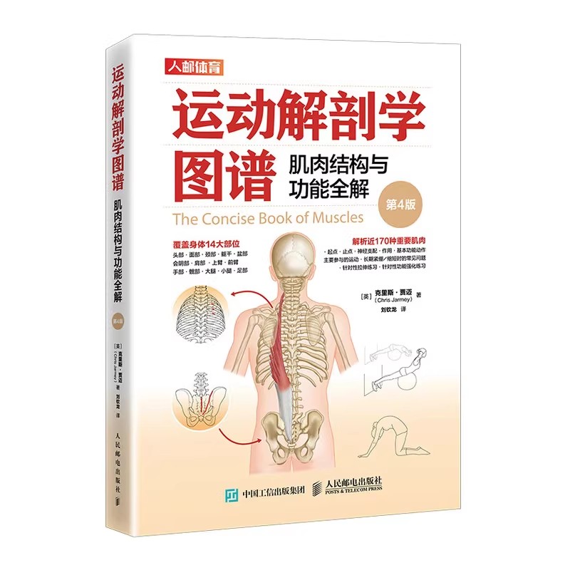 运动解剖学图谱 肌肉结构与功能全解 第4版 第四版 运动解刨学书 肌肉的位置结构运动功能与相关损伤全解运动健身指南