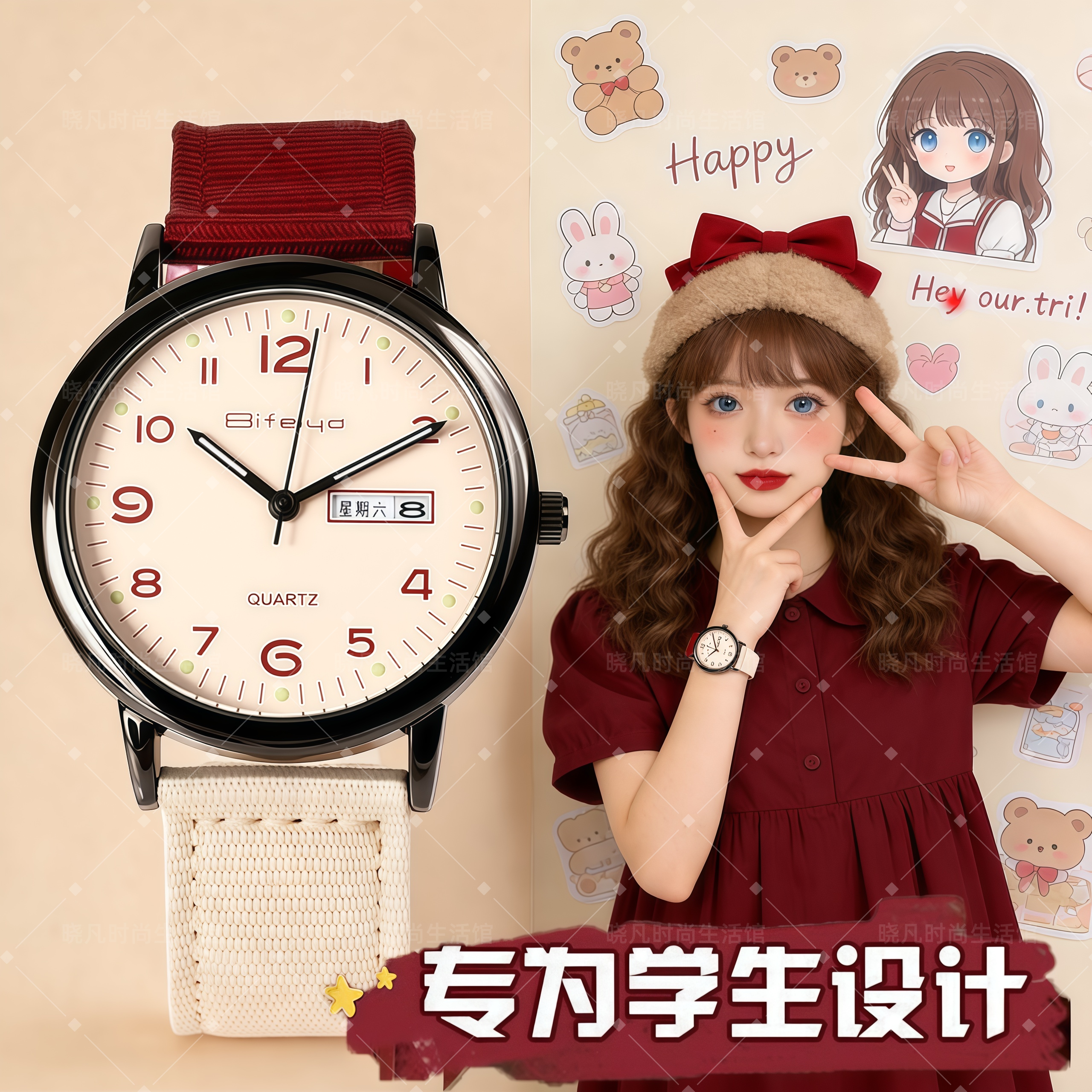 手表女学生初高中女孩初中女生考试专用静音电子表帅气男表女表