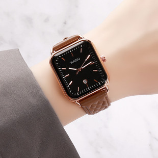 方形手表女士款小众轻奢女款学生韩系简约复古防水皮带石英电子表