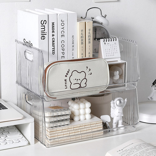 桌面杂物收纳盒可叠加收纳