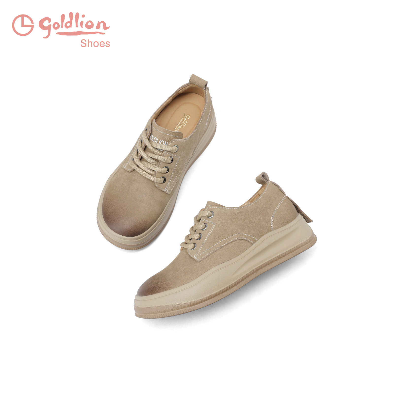 金利来女鞋2026春季新款【头层牛皮】复古休闲鞋厚底增高板鞋JJ,女鞋,时尚休闲鞋,淘宝优惠券,粉丝福利购,淘宝优惠卷