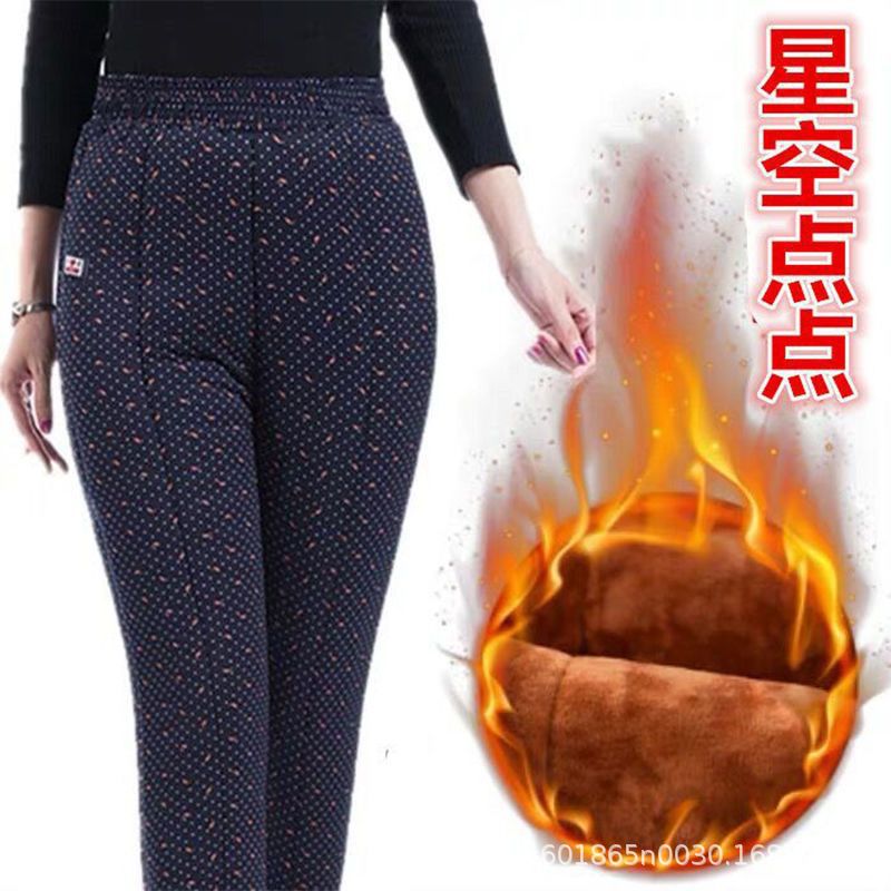 冬季加绒加厚驼绒花棉裤女士外穿棉裤/羽绒裤