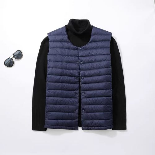 加肥加大码轻薄羽绒马甲男背心内胆圆领内穿服无领坎肩特大号轻便